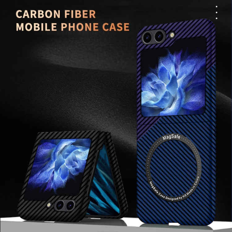 For Samsung Galaxy Z Flip5 Carbon Fiber Texture MagSafe Magnetic Phone Case(Purple) - Galaxy Z Flip5 Cases by buy2fix | Online Shopping UK | buy2fix