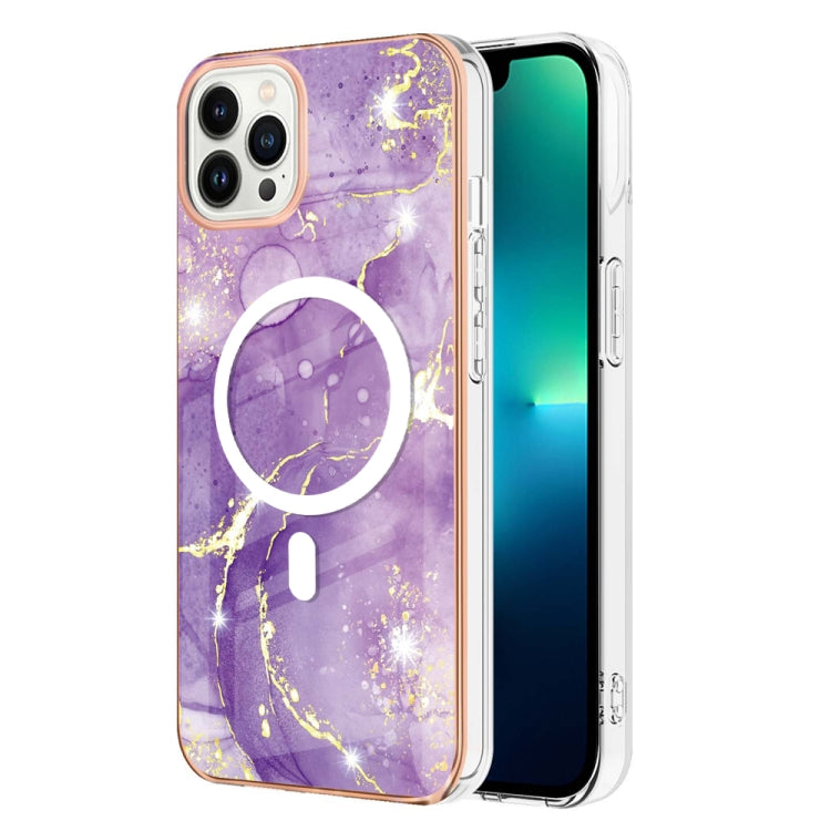 For iPhone 13 Pro Max Marble Pattern Dual-side IMD Magsafe TPU Phone Case(Purple 002) - iPhone 13 Pro Max Cases by buy2fix | Online Shopping UK | buy2fix