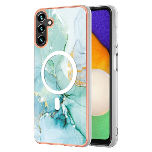 For Samsung Galaxy A34 5G Marble Pattern Dual-side IMD Magsafe TPU Phone Case(Green 003) - Galaxy Phone Cases by buy2fix | Online Shopping UK | buy2fix