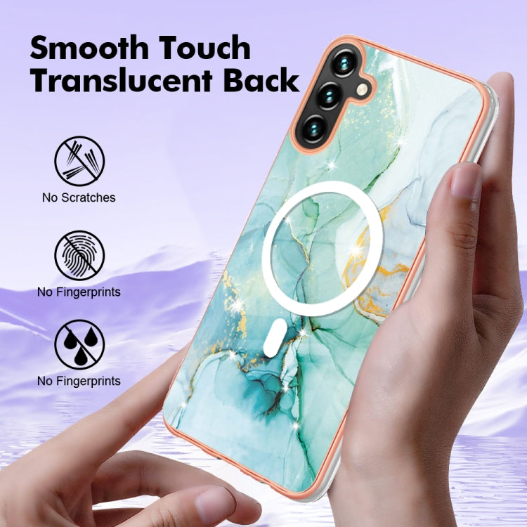 For Samsung Galaxy A34 5G Marble Pattern Dual-side IMD Magsafe TPU Phone Case(Green 003) - Galaxy Phone Cases by buy2fix | Online Shopping UK | buy2fix