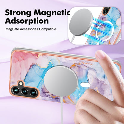 For Samsung Galaxy A34 5G Marble Pattern Dual-side IMD Magsafe TPU Phone Case(Blue Marble) - Galaxy Phone Cases by buy2fix | Online Shopping UK | buy2fix