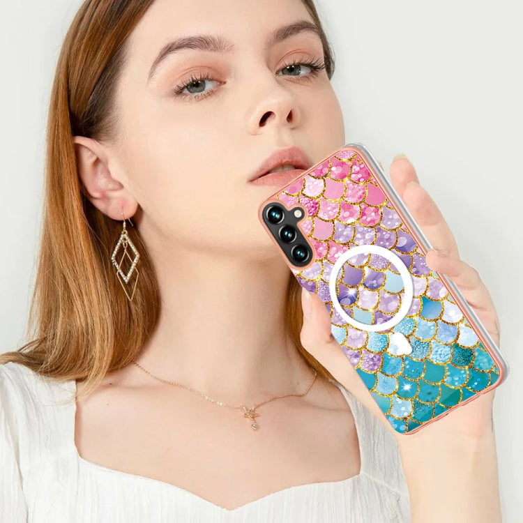 For Samsung Galaxy A54 5G Marble Pattern Dual-side IMD Magsafe TPU Phone Case(Colorful Scales) - Galaxy Phone Cases by buy2fix | Online Shopping UK | buy2fix