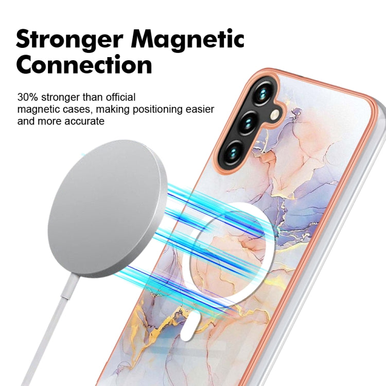 For Samsung Galaxy A54 5G Marble Pattern Dual-side IMD Magsafe TPU Phone Case(White Marble) - Galaxy Phone Cases by buy2fix | Online Shopping UK | buy2fix