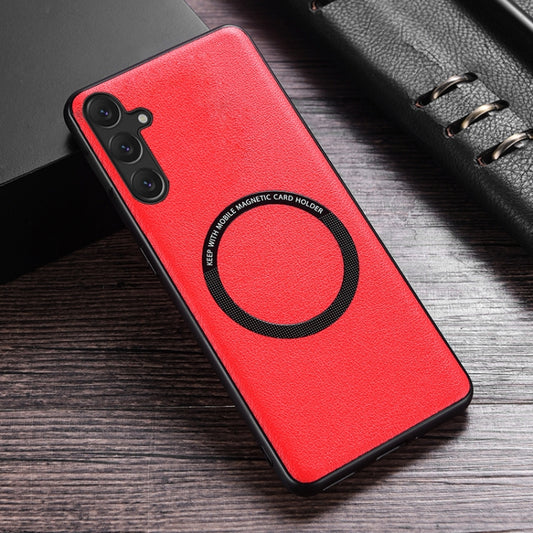 For Samsung Galaxy S23 FE 5G MagSafe Magnetic PU Phone Case(Red) - Galaxy S23 FE 5G Cases by buy2fix | Online Shopping UK | buy2fix