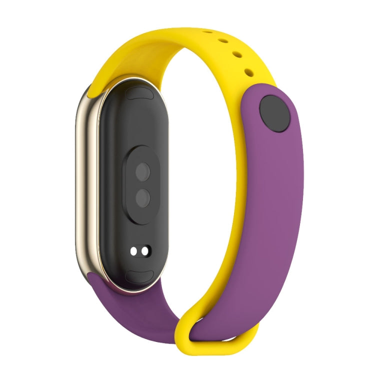 For Xiaomi Mi Band 8 Mijobs Dual Color Silicone Watch Band(Purple+Yellow) - Watch Bands by MIJOBS | Online Shopping UK | buy2fix