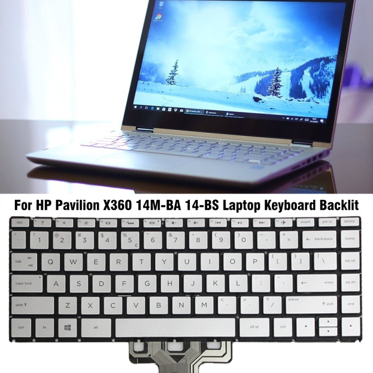 For HP 14M-BA 14-BS US Version Laptop Backlight Keyboard(Silver) - HP Spare Parts by buy2fix | Online Shopping UK | buy2fix