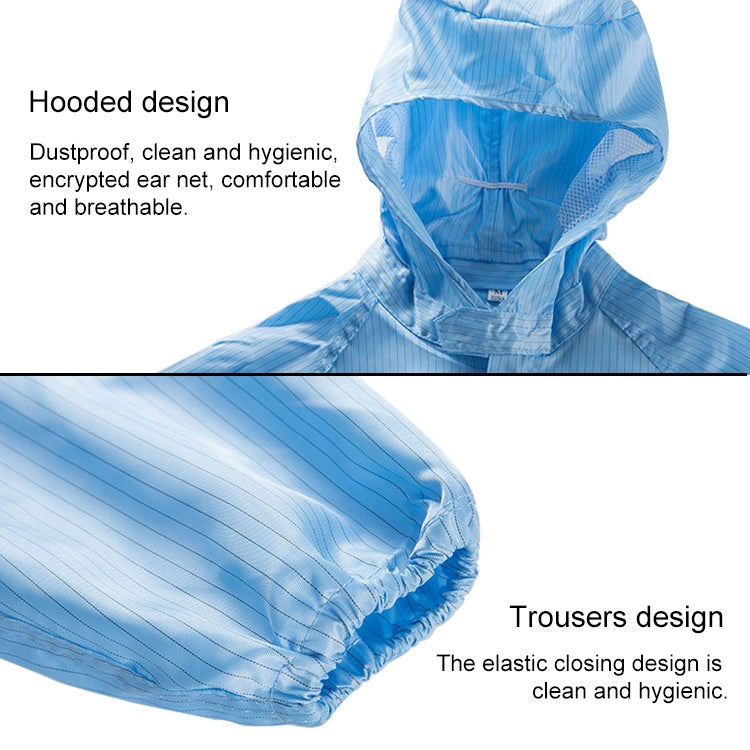 Striped Anti-static Split Hood Dust-proof Work Suit, Size:XL(White) - Protective Clothing by buy2fix | Online Shopping UK | buy2fix