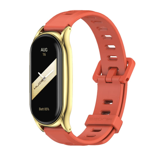 For Xiaomi Mi Band 8 Mijobs Plus Case Flat Hole Silicone Watch Band(Orange Gold) - Watch Bands by MIJOBS | Online Shopping UK | buy2fix