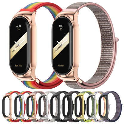 For Xiaomi Mi Band 8 Mijobs CS Case Breathable Nylon Loop Watch Band(Pink Rose Gold) - Watch Bands by MIJOBS | Online Shopping UK | buy2fix