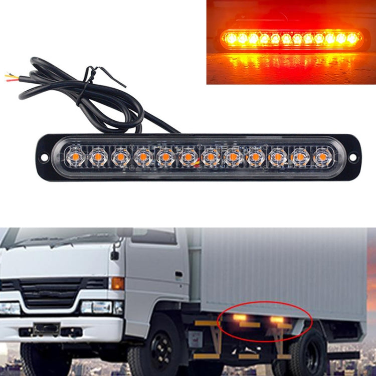 DC12V-24V / 36W Car Truck Emergency Strobe Flash Warning Light 12LEDs Long Ultra-thin Side Lights(Yellow + Red + Yellow) - In Car by buy2fix | Online Shopping UK | buy2fix