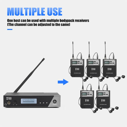 XTUGA  IEM1100 Professional Wireless In Ear Monitor System 4 BodyPacks(UK Plug) - Microphone by XTUGA | Online Shopping UK | buy2fix