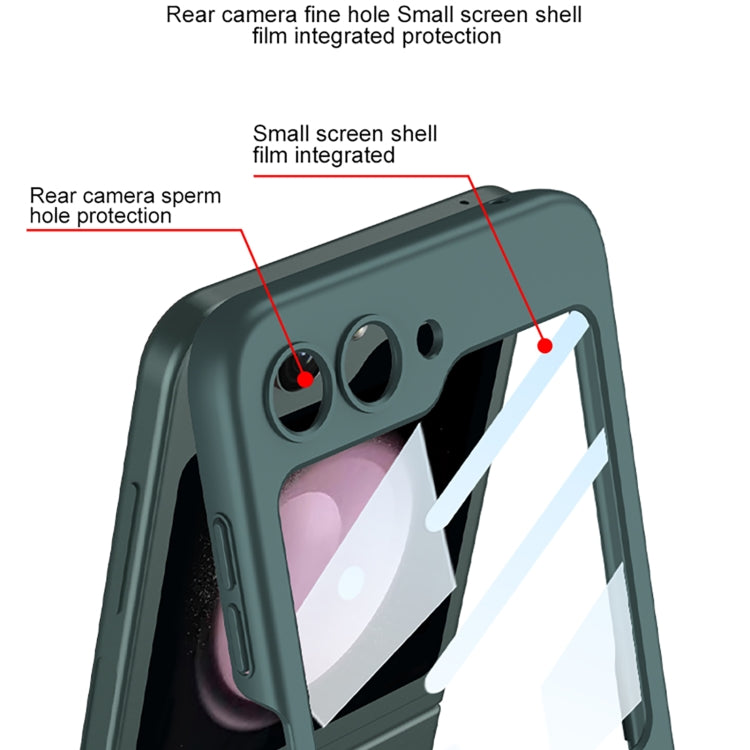 For Samsung Galaxy Z Flip5 GKK Ultra-thin PC Full Coverage Ring Holder Phone Case with Strap(Dark Green) - Galaxy Z Flip5 Cases by GKK | Online Shopping UK | buy2fix