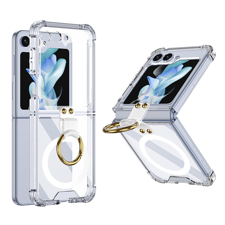 For Samsung Galaxy Z Flip5 GKK MagSafe Airbag Hinge Shockproof Phone Case with Ring Holder(Transparent) - Galaxy Z Flip5 Cases by GKK | Online Shopping UK | buy2fix