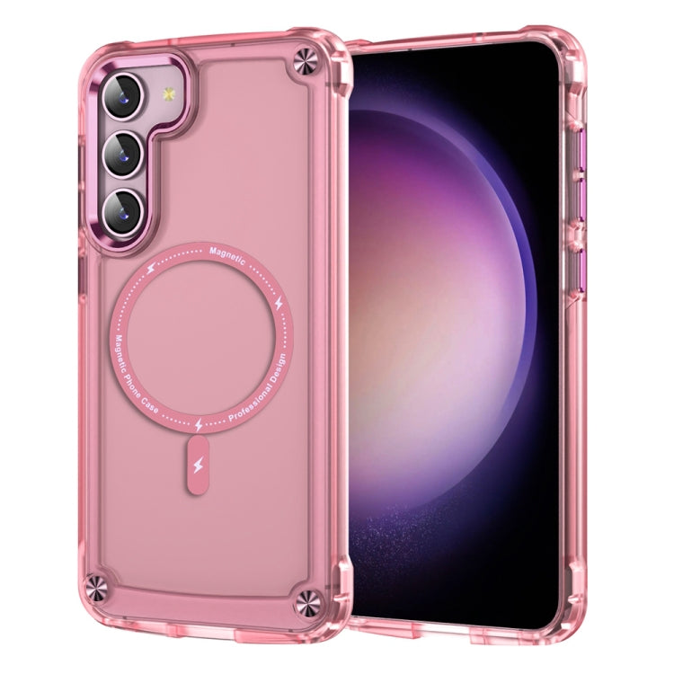 For Samsung Galaxy S23 5G Skin Feel TPU + PC MagSafe Magnetic Phone Case(Transparent Pink) - Galaxy S23 5G Cases by buy2fix | Online Shopping UK | buy2fix