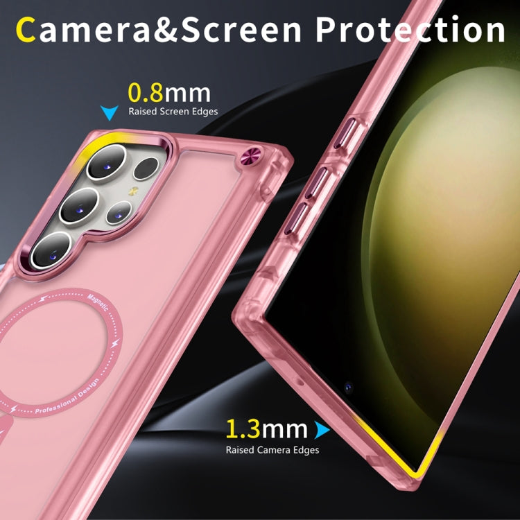 For Samsung Galaxy S22 Ultra 5G Skin Feel TPU + PC MagSafe Magnetic Phone Case(Transparent Pink) - Galaxy S22 Ultra 5G Cases by buy2fix | Online Shopping UK | buy2fix