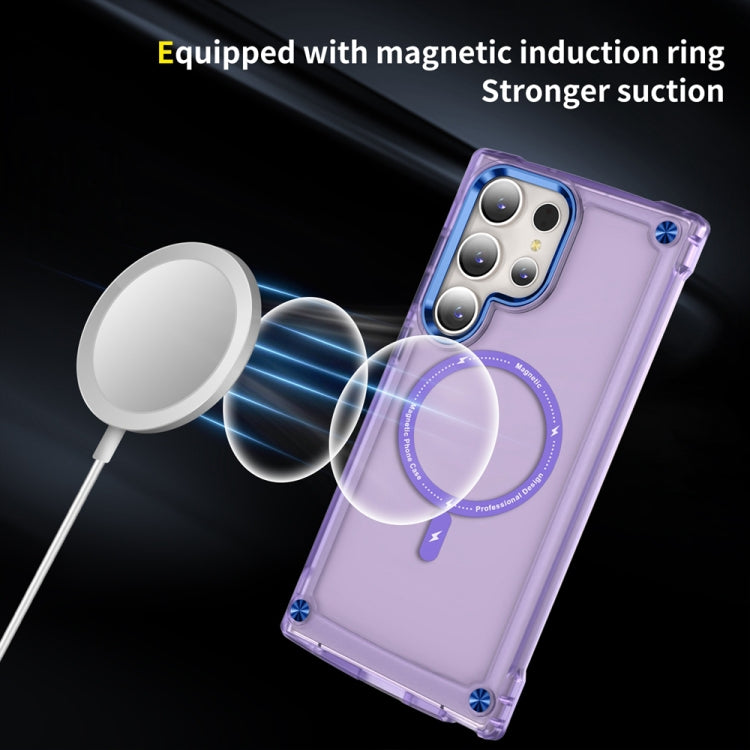 For Samsung Galaxy S22 Ultra 5G Skin Feel TPU + PC MagSafe Magnetic Phone Case(Transparent Purple) - Galaxy S22 Ultra 5G Cases by buy2fix | Online Shopping UK | buy2fix