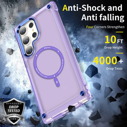 For Samsung Galaxy S22 Ultra 5G Skin Feel TPU + PC MagSafe Magnetic Phone Case(Transparent Purple) - Galaxy S22 Ultra 5G Cases by buy2fix | Online Shopping UK | buy2fix