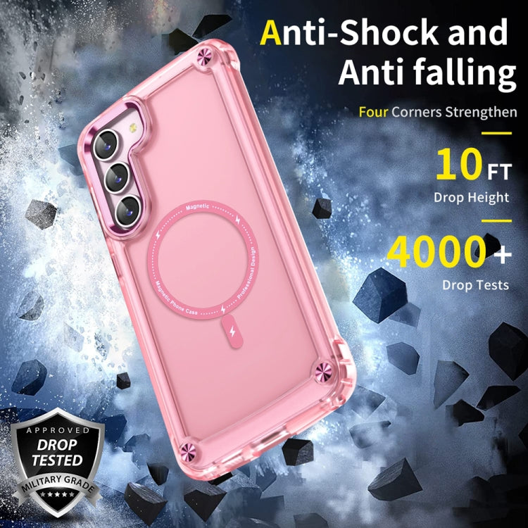 For Samsung Galaxy S22 5G Skin Feel TPU + PC MagSafe Magnetic Phone Case(Transparent Pink) - Galaxy S22 5G Cases by buy2fix | Online Shopping UK | buy2fix