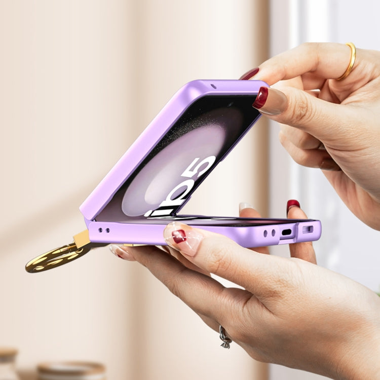 For Samsung Galaxy Z Flip5 GKK Ultra-thin Z Ring Holder Leather Phone Case(Purple) - Galaxy Z Flip5 Cases by GKK | Online Shopping UK | buy2fix