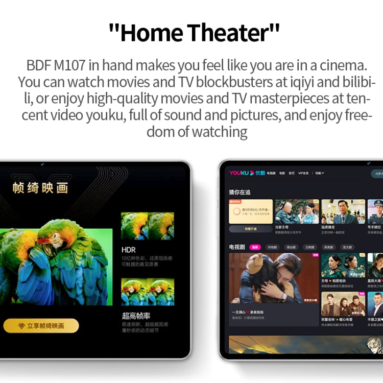 BDF M107 4G LTE Tablet PC 10.1 inch, 8GB+256GB, Android 13 MTK6762 Octa Core, Support Dual SIM, EU Plug(Silver) - BDF by BDF | Online Shopping UK | buy2fix