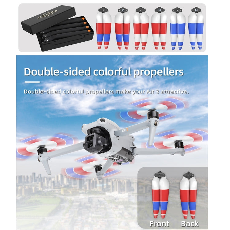 For DJI Air 3 Sunnylife 8747F Low Noise Quick-release Propellers, Style:2 Pairs Red Blue White - DIY Propeller by Sunnylife | Online Shopping UK | buy2fix