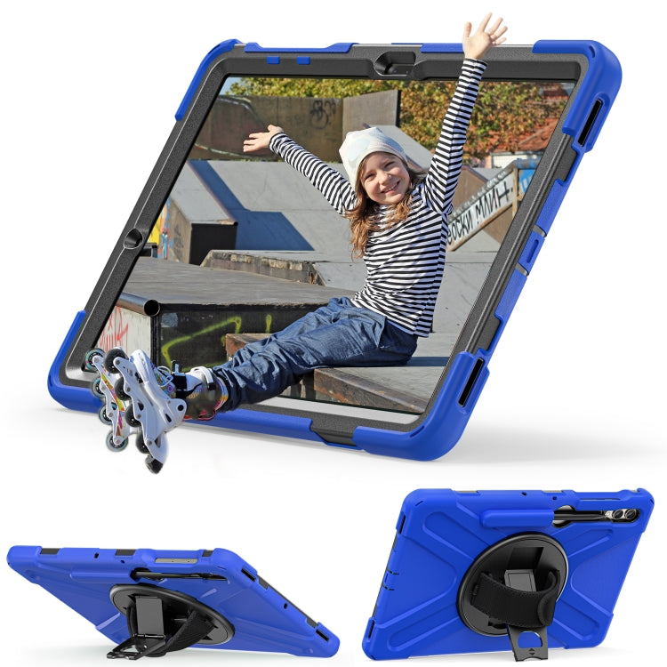 For Samsung Galaxy Tab S9+ / S8+ Rotary Handle Grab TPU + PC Tablet Case(Blue) - Galaxy Tab S9+ Cases by buy2fix | Online Shopping UK | buy2fix