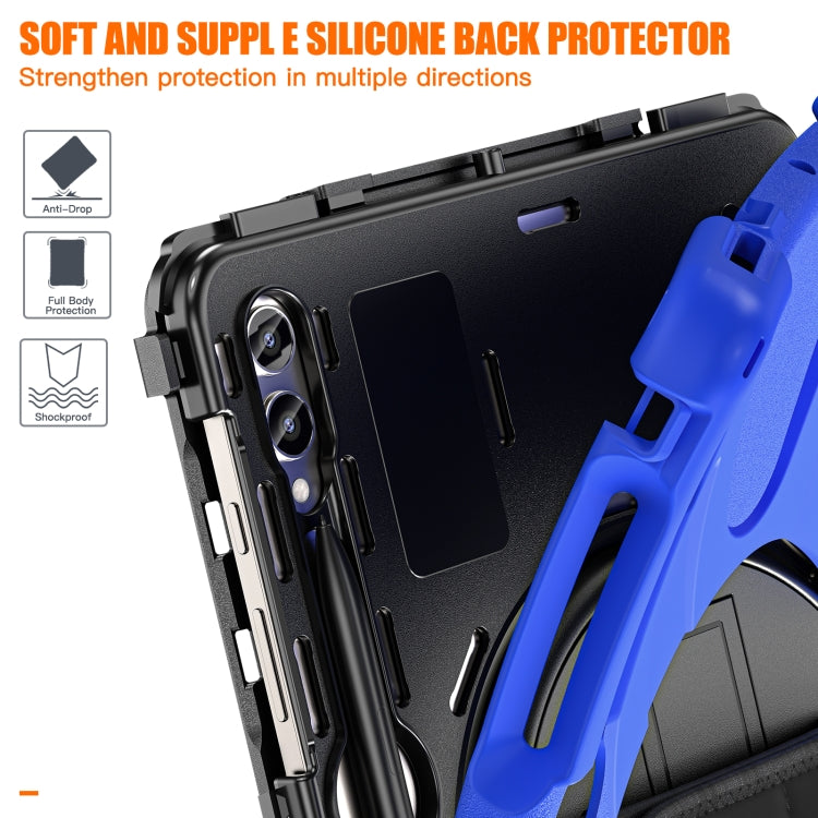 For Samsung Galaxy Tab S9+ / S8+ Rotary Handle Grab TPU + PC Tablet Case(Blue) - Galaxy Tab S9+ Cases by buy2fix | Online Shopping UK | buy2fix