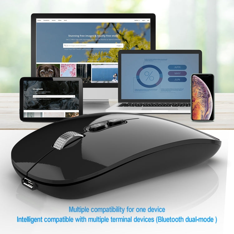 HXSJ M103 1600DPI UV Dual Mode 2.4GHz + Bluetooth 5.1 Wireless Rechargeable Mouse(Black) - Wireless Mice by HXSJ | Online Shopping UK | buy2fix