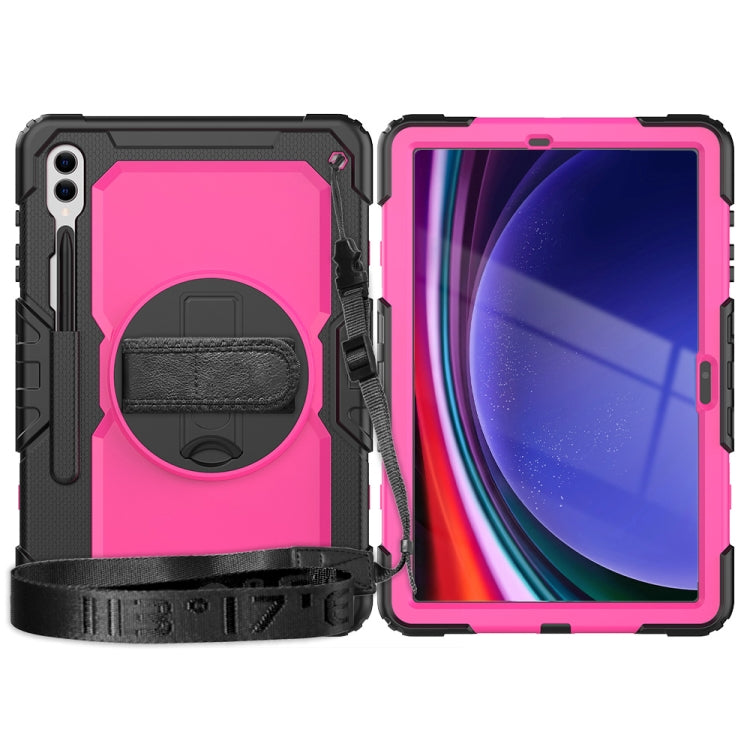 For Samsung Galaxy Tab S9+ / S8+ Silicone + PC Tablet Case(Black+Rose Red) - Galaxy Tab S9+ Cases by buy2fix | Online Shopping UK | buy2fix