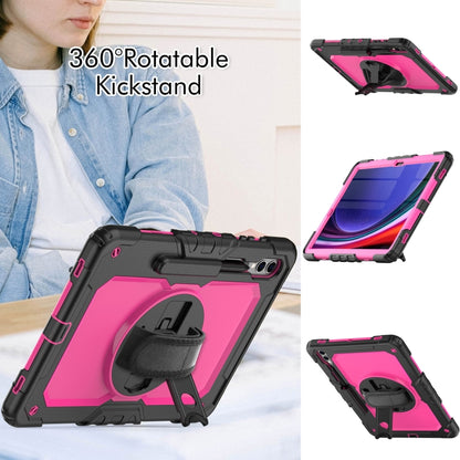 For Samsung Galaxy Tab S9+ / S8+ Silicone + PC Tablet Case(Black+Rose Red) - Galaxy Tab S9+ Cases by buy2fix | Online Shopping UK | buy2fix