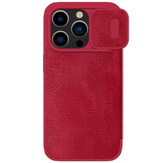 For iPhone 15 Pro NILLKIN QIN Series Pro Sliding Camera Cover Design Leather Phone Case(Red) - iPhone 15 Pro Cases by NILLKIN | Online Shopping UK | buy2fix