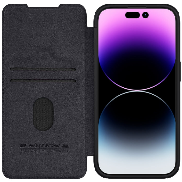 For iPhone 15 Pro Max NILLKIN QIN Series Pro Sliding Camera Cover Design Leather Phone Case(Black) - iPhone 15 Pro Max Cases by NILLKIN | Online Shopping UK | buy2fix