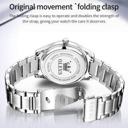 OLEVS 5567 Men Steel Strap Waterproof Quartz Watch(White + Silver) - Metal Strap Watches by OLEVS | Online Shopping UK | buy2fix