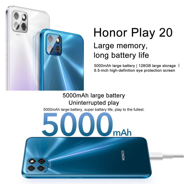 Honor Play 20a, 6GB+128GB, 6.517 inch Magic UI 6.1 MediaTek Helio G85 Octa Core up to 2.0GHz, Network:4G, Not Support Google Play(Titanium Silver) - Honor by Huawei | Online Shopping UK | buy2fix