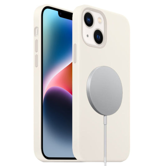 For iPhone 15 MagSafe Liquid Silicone Full Coverage Phone Case(White) - iPhone 15 Cases by buy2fix | Online Shopping UK | buy2fix
