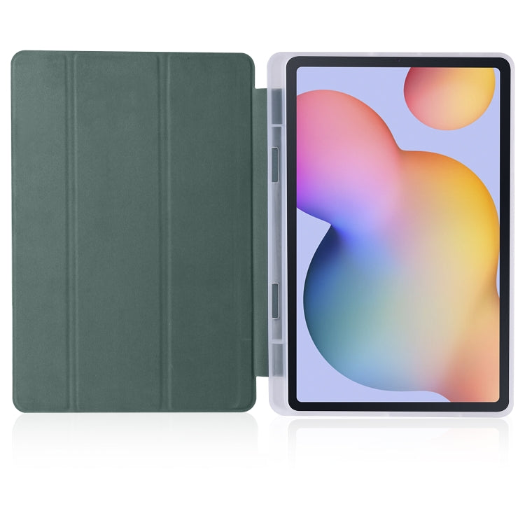 For Samsung Galaxy Tab S6 Lite P610 3-folding Horizontal Flip PU Leather + Shockproof TPU Case with Holder & Pen Slot(Pine Green) - Samsung Accessories by buy2fix | Online Shopping UK | buy2fix