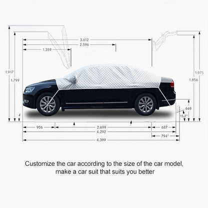 Car Half-cover Car Clothing Sunscreen Heat Insulation Sun Nisor, Plus Cotton Size: 3.9×1.7×1.5m - Aluminum Film PEVA by buy2fix | Online Shopping UK | buy2fix