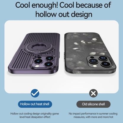 For iPhone 15 Pro Cooling MagSafe Magnetic Ring Holder Phone Case(Purple) - iPhone 15 Pro Max Cases by buy2fix | Online Shopping UK | buy2fix
