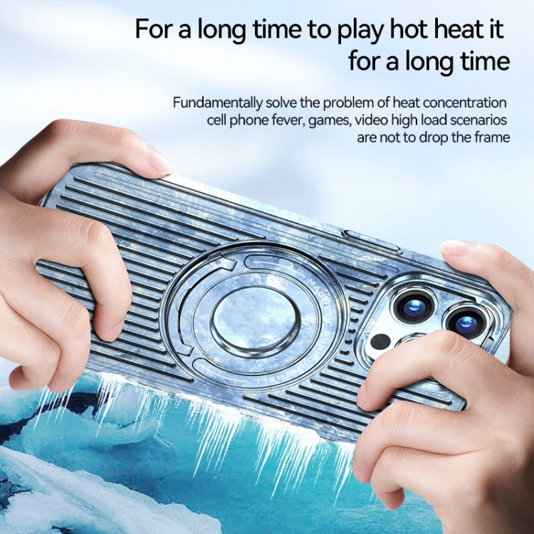 For iPhone 15 Plus Cooling MagSafe Magnetic Ring Holder Phone Case(White) - iPhone 15 Pro Max Cases by buy2fix | Online Shopping UK | buy2fix