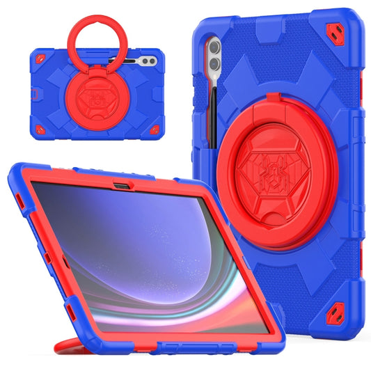 For Samsung Galaxy Tab S9+ Spider Rotation Handle Silicone Hybrid PC Tablet Case(Red Blue) - Galaxy Tab S9+ Cases by buy2fix | Online Shopping UK | buy2fix