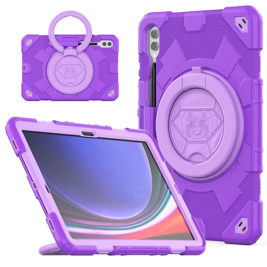 For Samsung Galaxy Tab S9+ Spider Rotation Handle Silicone Hybrid PC Tablet Case(Purple) - Galaxy Tab S9+ Cases by buy2fix | Online Shopping UK | buy2fix