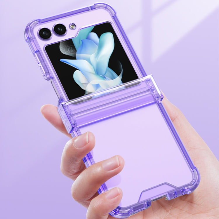 For Samsung Galaxy Z Flip5 GKK Electroplated Airbag Hinge Shockproof Phone Case with Ring Holder(Transparent Blue) - Galaxy Z Flip5 Cases by GKK | Online Shopping UK | buy2fix