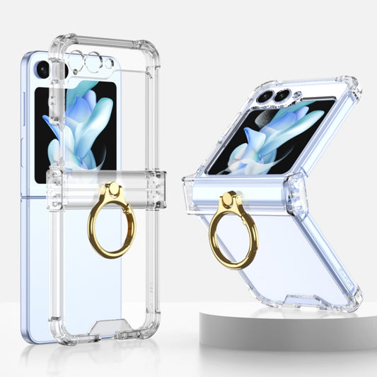 For Samsung Galaxy Z Flip5 Gkk Airbag Hinge Silicone Phone Case with Ring Holder(Transparent) - Galaxy Z Flip5 Cases by GKK | Online Shopping UK | buy2fix