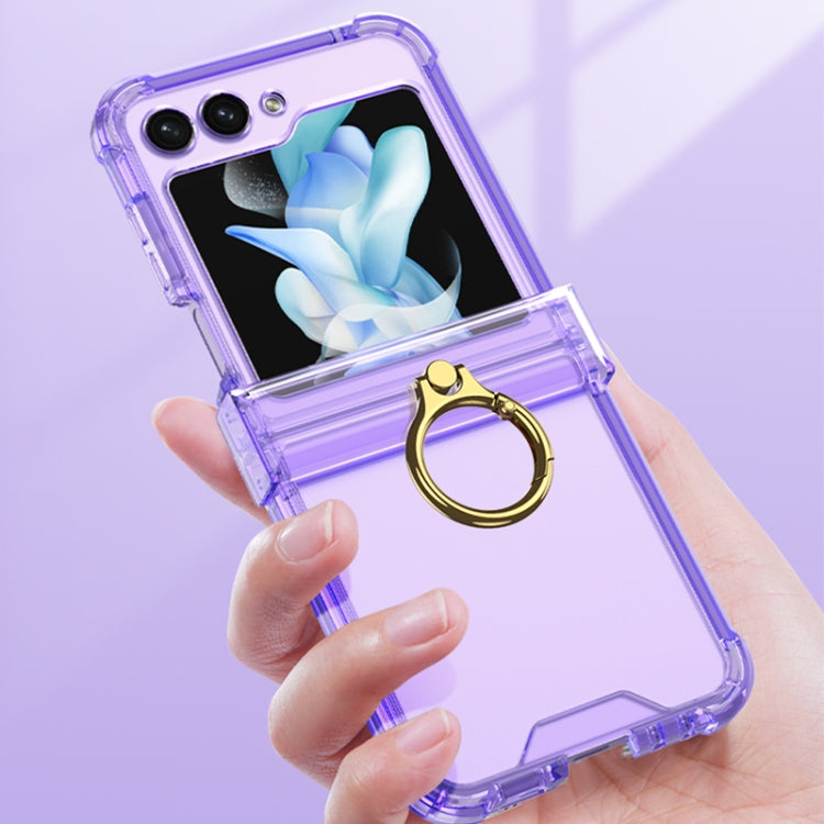 For Samsung Galaxy Z Flip5 Gkk Airbag Hinge Silicone Phone Case with Ring Holder(Transparent) - Galaxy Z Flip5 Cases by GKK | Online Shopping UK | buy2fix