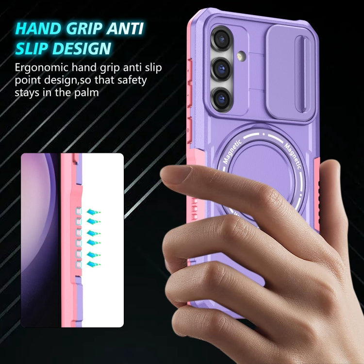 For Samsung Galaxy S23 FE 5G Sliding Camshield Magsafe Holder TPU Hybrid PC Phone Case(Pink Purple) - Galaxy S23 FE 5G Cases by buy2fix | Online Shopping UK | buy2fix