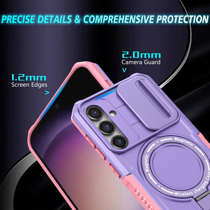 For Samsung Galaxy S23 FE 5G Sliding Camshield Magsafe Holder TPU Hybrid PC Phone Case(Pink Purple) - Galaxy S23 FE 5G Cases by buy2fix | Online Shopping UK | buy2fix