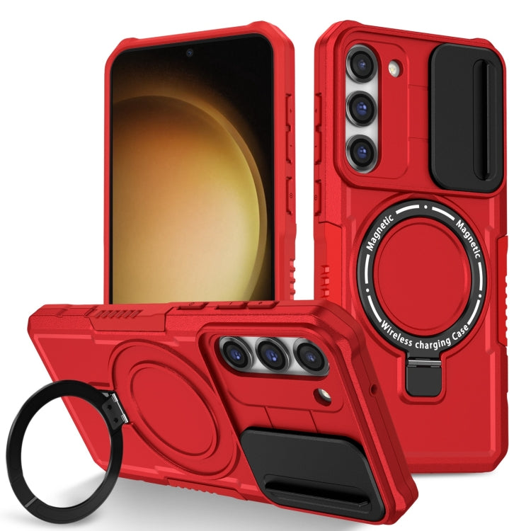 For Samsung Galaxy S23+ 5G Sliding Camshield Magsafe Holder TPU Hybrid PC Phone Case(Red) - Galaxy S23+ 5G Cases by buy2fix | Online Shopping UK | buy2fix