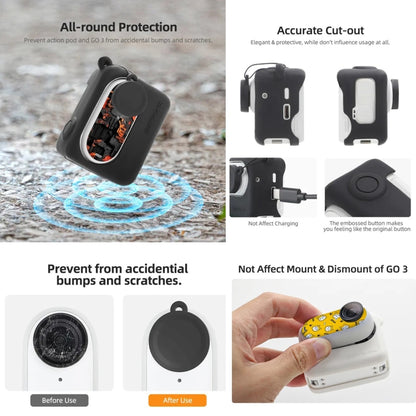 For Insta360 GO 3 Sunnylife Silicone Case Stickers Skin Wrap Lens Cover with Neck Strap(Black) - Case & Bags by Sunnylife | Online Shopping UK | buy2fix