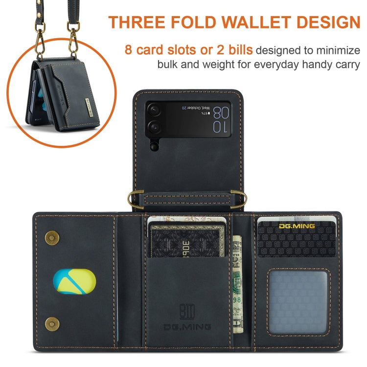 For Samsung Galaxy Z Flip4 5G DG.MING M2 Series Card Bag Magnetic Leather Phone Case(Black) - Galaxy Z Flip4 5G Cases by DG.MING | Online Shopping UK | buy2fix