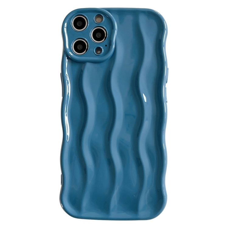 For iPhone 15 Pro Max Wave Texture Bright TPU Phone Case(Sea Blue) - iPhone 15 Pro Max Cases by buy2fix | Online Shopping UK | buy2fix